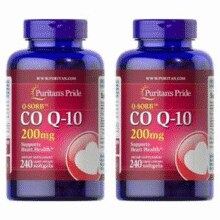 Puritan's Pride 普丽普莱 辅酶Q10软胶囊 200mg*240粒*2瓶￥412.50 9.2折 比上一次爆料降低 ￥82.5