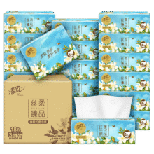 需首购 PLUS包邮: 清风 花萃臻品抽纸80抽4层S码 18包25.6元/件 需领劵 拍2件实付51.2元