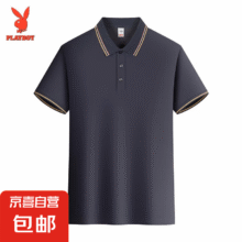 花花公子2025新款夏季休闲运动短袖POLO衫情侣同款工作服短袖男 深灰-PB-S2602POLO XL16.95元（需领券）