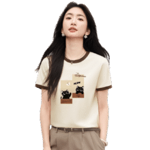 ONE MORE 纯棉短袖女式t恤2025新款夏季撞色大码女装夏款半袖运动上衣51.59元