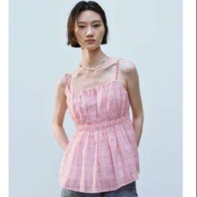 UR UR2025 女装休闲甜美风撞色格纹吊带衫89元包邮