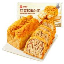良品铺子 红豆肉松吐司 520g4.95元/件（买1赠1，共9.9元）