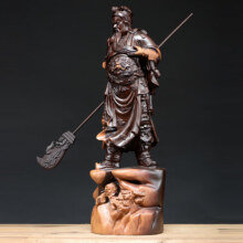 古兮木礼黑檀木雕关公像摆件大号仿古实木武财神关二爷工艺品家居饰品摆设 黑檀整木精雕公关高40cm450元 (券后省300)