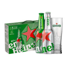 喜力 铝瓶啤酒 330ml*4瓶+玻璃杯1个27.32元包邮（需试用）