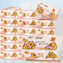 ￥1.24/包！清风 卡皮巴拉小黄豚IP款 绵柔亲肤抽纸 M码（170×154mm） 4层*90抽*20包￥24.90 5.8折