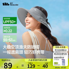 蕉下 女士便携空顶帽渔夫帽防晒帽沙滩帽防紫外线GP741深空灰券后75.71元
