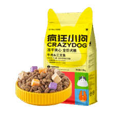 疯狂小狗小耳朵冻干夹心狗粮牛肉三文鱼1.5kg泰迪中大小型成犬幼犬通用3斤170.04元（需领券，合42.51元/件）赠品4件