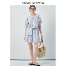 VEGA CHANG 时尚套装女2025年夏季新款度假风衬衫+半裙两件套需分开拍143.1元