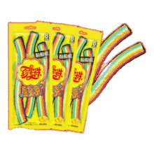珍宝珠 彩虹色酸条酸棒软糖 24条9.9元（需领券）