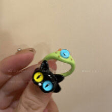 【任选3件】搞怪小众！粉色系小怪物可爱小猫咪黑猫怪开口戒指女M9.99元（需领券）