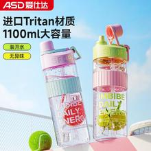 进口母婴级Tritan材质！ASD 爱仕达 RWS11B23WG-P 大容量运动水杯1100mL￥18.91