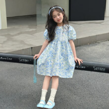 SNOOPY 【碎花泡泡袖连衣裙】2025年夏季中大童淑女裙甜美女童连衣裙35元