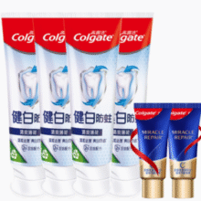 Colgate 高露洁 含氟健白防蛀牙膏90g*4支+高端氨基酸牙膏18g*2支￥13.11 3.3折 比上一次爆料降低 ￥1.65