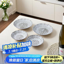 TOKI MINOYAKI 美浓烧 Mino Yaki 日本进口餐具盘子 窑变冰花似锦家用深盘 4件套16.73元