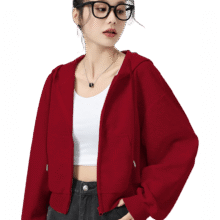 MJ STYLE插肩袖红色过年衣服女2025新款秋季宽松短款小个子连帽外套开衫39.95元
