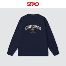 SPAO 纯棉圆领长袖t恤男女同款 藏青/米蓝学院风37.5元（需买2件，需用券）
