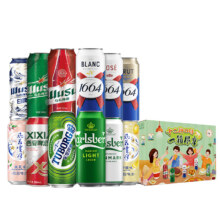 嘉士伯集团啤酒全家福1664尝鲜500ML*12罐+凑单39.89元+7.46元金币