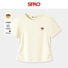 SPAO 小熊t恤女夏季透气休闲圆领正肩短袖女 #红帽子熊-贴布绣24.5元（需买2件，需用券）