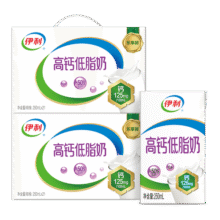 伊利高钙低脂奶250ml*21盒/箱*2箱 营养早餐 脂肪减半 礼盒装 7月产82.8元 (券后省19,月销4000+)