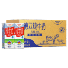 德亚 全脂 200ml 纯牛奶 3.3g蛋白质 盒装 18盒39.8元