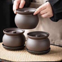 万庆兴 紫陶幽韵小炖罐 单个 黑色素面带盖炖罐 430ml*2件4.48元（买一送一同款、合2.24元/件）