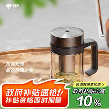 万象 V219 玻璃杯 双层手柄 便携 350ml 深胡桃色券后84.42元