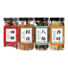 厨房四宝桂皮八角香叶辣椒组合调料家用大全调味料约重160g 厨房四宝4瓶约160g*2套17.9元 (每满300减30,月销5000+)