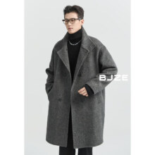 18日0点：伯爵卓尔 Earl Joel 70羊毛混纺双排扣大领双面呢大衣 中长款139.9元包邮
