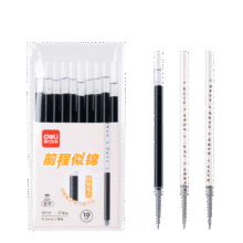 闭眼买：得力（deli）自勉刷题笔笔芯 秒干墨水学生中性笔替芯学生文具 0.5mmST头笔芯黑色10支/袋 SE1911.4.元（需领券下单两件，单价1.4）