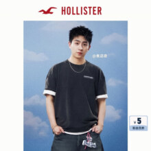 HOLLISTER【焦迈奇同款】25夏新款LOGO棉质T恤男装女装KI323-5368 黑色 S (175/92A)