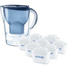 碧然德(BRITA)滤水壶Marella蓝色3.5L 1壶9芯套装海洋系列家用自来水净水器 孙颖莎推荐 含8枚海外版滤芯318元 (月销1000+)