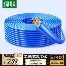 绿联 六类千兆网线【0.57±0.008mm纯铜线芯】CAT6类非屏蔽双绞线 家装网络POE监控工程箱线100米 11257219元