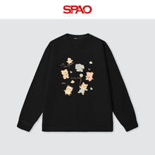 SPAO 收袖圆领纯棉长袖T恤男女同款 黑#卡哇小动物37.5元（需买2件，需用券）