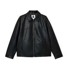 JACK&JONES 杰克琼斯 秋季美式机车仿荔枝纹PU宽松翻领夹克外套（赠短袖一件）券后387.41元