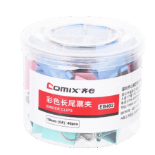 齐心 EB402 彩色长尾夹 19mm 40只装2.6元