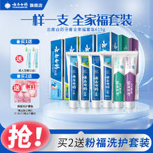 云南白药 牙膏全家福套装6支共615g家庭装留兰薄荷 全家福615g套装 送2只牙刷