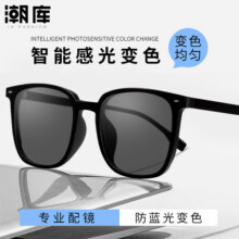 潮库近视太阳镜防强光可配度数偏光变色太阳镜合集 2101-黑 单镜框