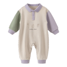 乖奇熊婴幼儿纯棉抓绒连体衣秋冬季保暖宝宝哈衣爬服撞色polo衫 玛瑙灰/青青果蔬 66cm87.1元 (券后省0.88)