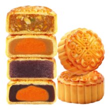 味资源 月饼 广式老式月饼整箱500g 共20枚6种口味/奶黄流心巧克力流心共240g共6枚/广式五仁味月饼480g（80g*6枚）7.9元（ 山河映月月饼礼盒480g 10饼3味17.6元）
