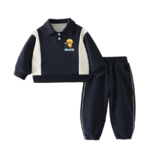 【学院风】儿童套装男童polo领拼接撞色春秋休闲运动两件套