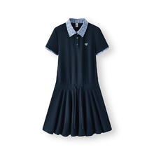 Semir 森马 连衣裙女拼接格子假两件学院风2025夏季收腰polo裙107425114001 宝蓝80700 M76.05元