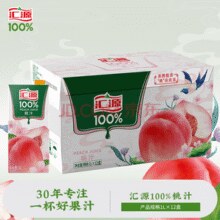 PLUS会员！汇源 果汁100%桃汁浓缩果汁饮料1L*12盒￥38.96