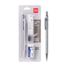 得力（deli）0.5mm/2B金属自动铅笔套装 低重心不易断芯学生文具考试绘图(笔 橡皮 铅芯)33720 考研8.9元 (满3件8折,送赠品,月销6000+)