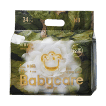 babycare山茶花纸尿裤新生儿婴儿花苞裤尿不湿迷你装bbc轻薄透气夏日尿布 纸尿裤-NB码 1包 34片 【5KG以下】