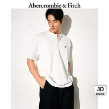 Abercrombie & Fitch 重磅亨利领宽松短袖T恤 男 124-5188 白色 M (180/100A)券后127.8元