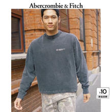 Abercrombie & Fitch 美式复古做旧LOGO宽松圆领长袖T恤KI123-4080 黑灰色 S (175/92A)券后129.5元