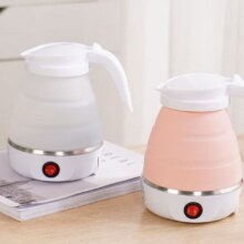 折叠电热水壶 自动断电 户外折叠 食品级硅胶 0.6L  白色 轻便折叠智能热水壶14.9元