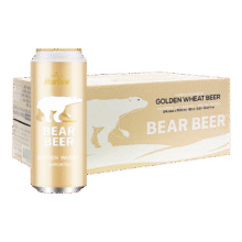 豪铂熊（BearBeer）金小麦白啤酒500ml*24听整箱装 中秋送礼 德国原装进口*2件180.5元（190元+返9.8元超市卡，合90.25元/件）