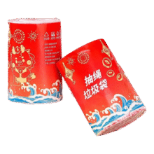 加厚抽绳式高颜值家用厨房手提式垃圾袋【款式颜色随机发货】 抽绳式印花垃圾袋45*50cm 100只4.6元