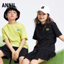 Annil 安奈儿 2025夏 男女童记忆棉凉感拼网布短袖T恤（110~180码）多款